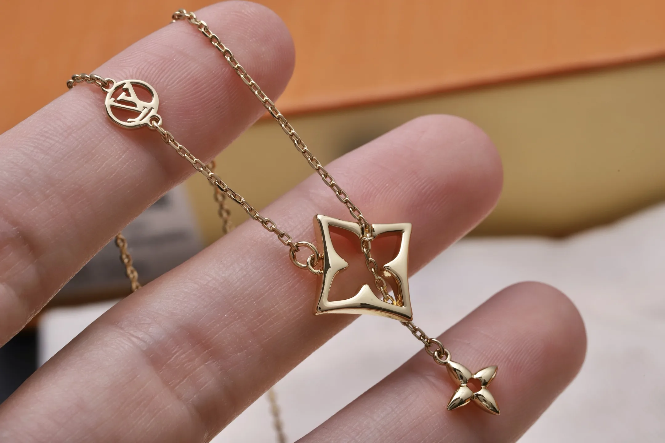 Monogram Cut-Out Flower Pendant Necklace D14017224 — view 5