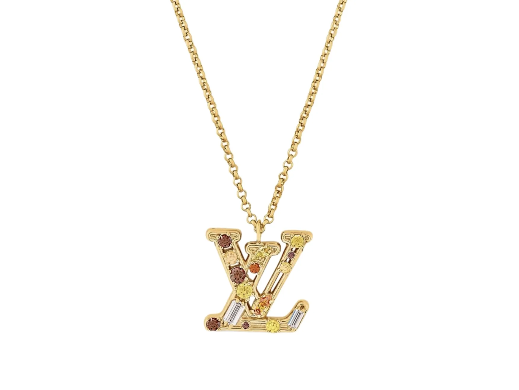 LV Logo Crystal-Embellished Pendant Necklace D16517381
