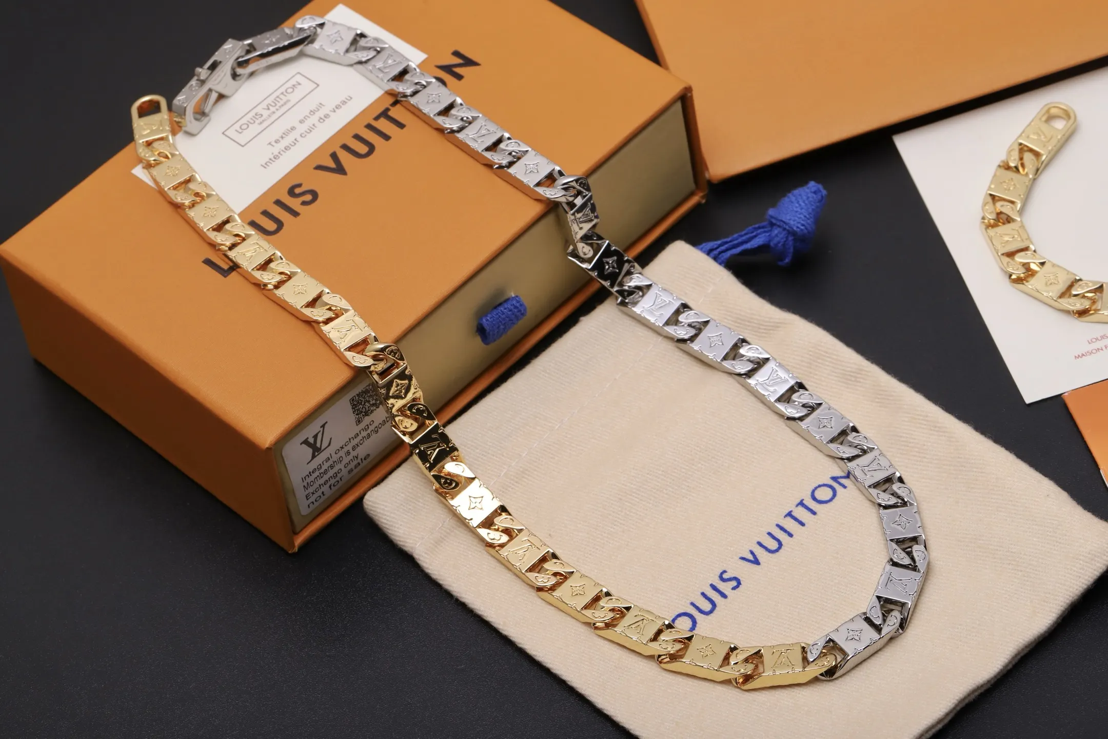 Monogram Tied Up Two-Tone Chain Necklace D15017524 — view 3