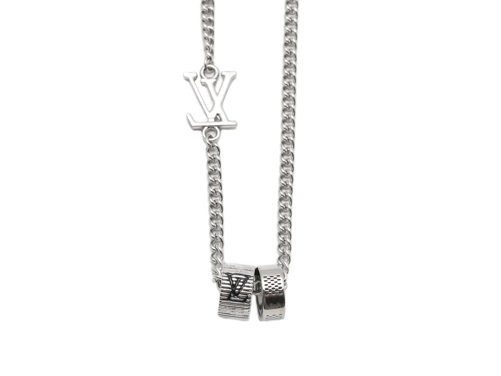 LV Logo and Double Ring Pendant Necklace D10516774