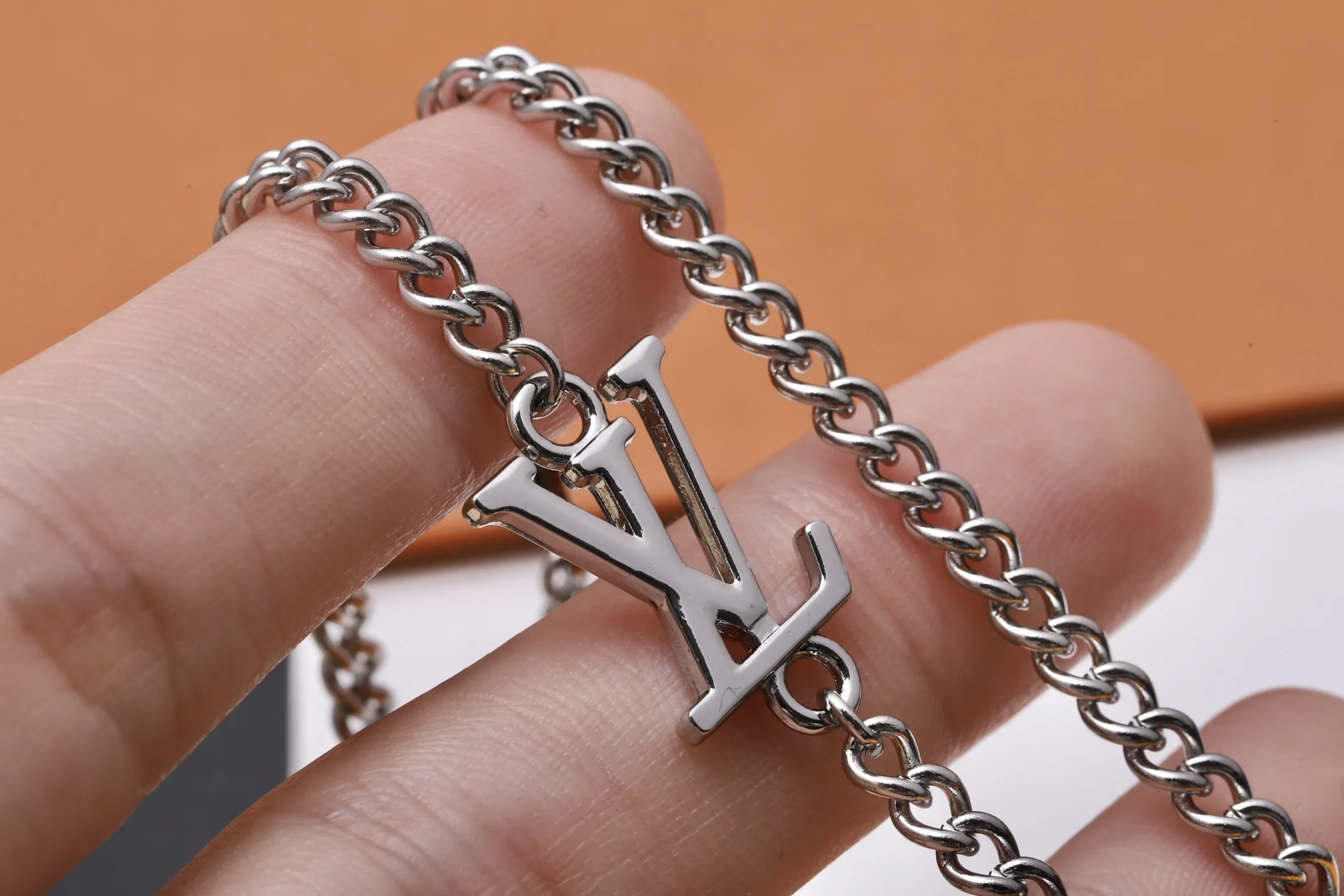 LV Logo and Double Ring Pendant Necklace D10516774 — view 5