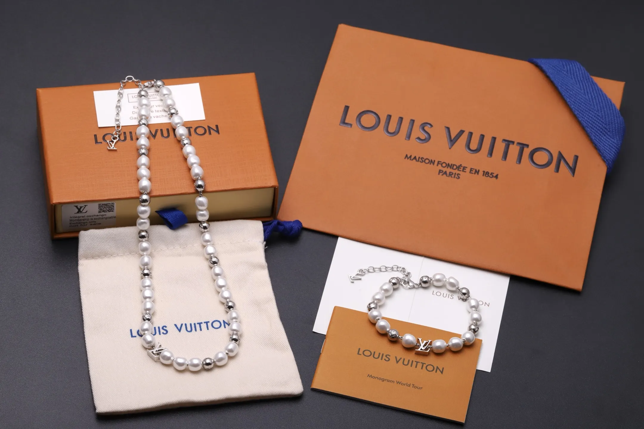 LV Iconic Pearl and Monogram Bead Bracelet (Gold-Plated Brass) D15517200
