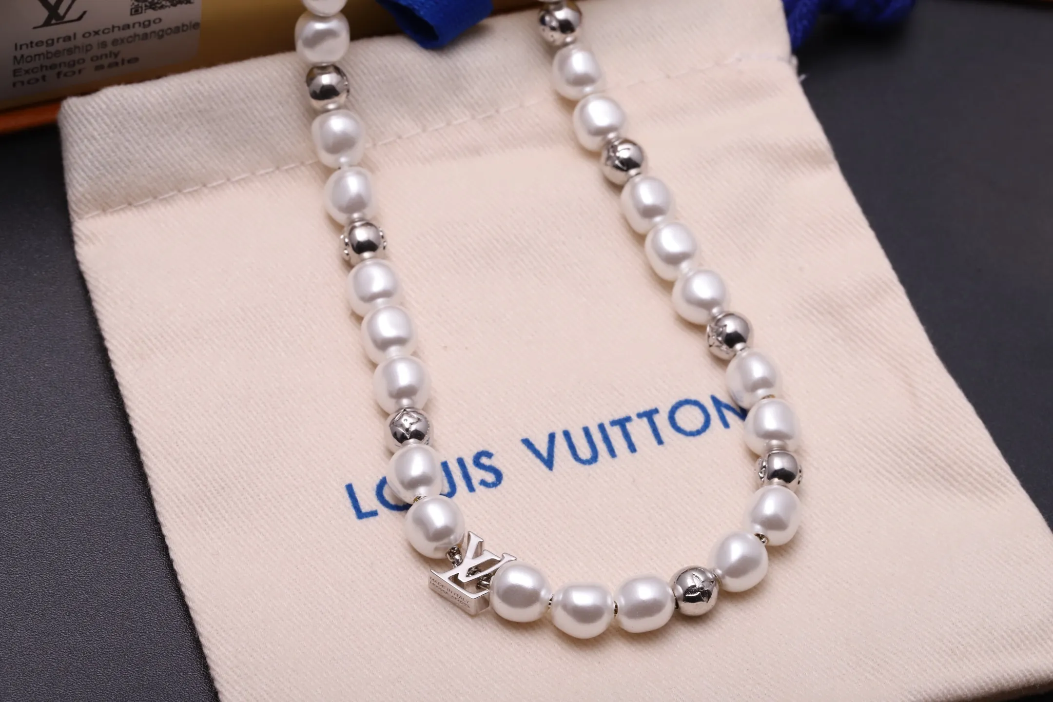 Monogram Pearl Pendant Necklace (Gold-Plated Brass) D20017199 — view 2