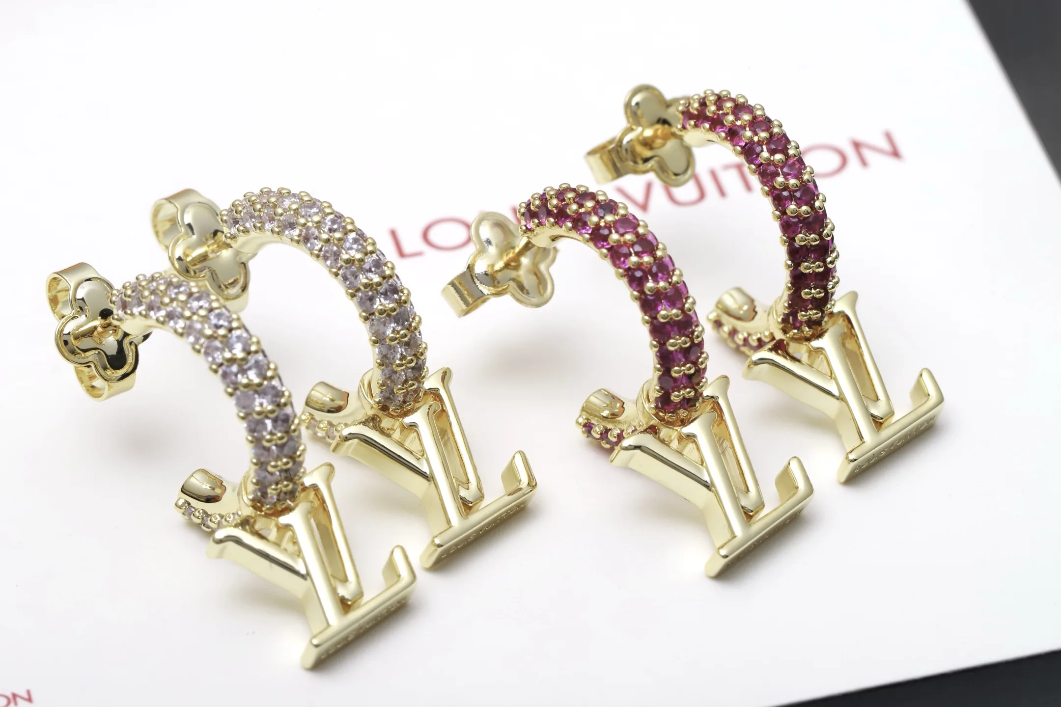 LV Iconic Crystal-Embellished Hoop Earrings D14017670 — view 3