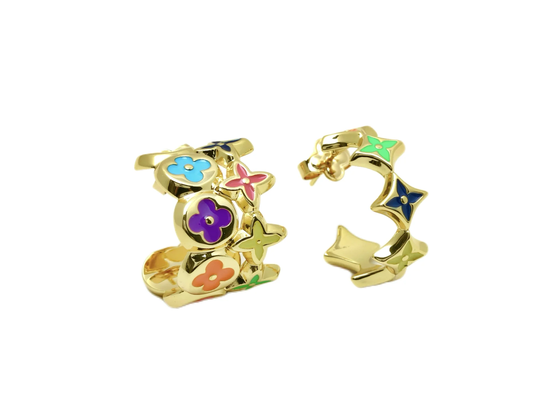 Monogram Flower Enamel Hoop Earrings D12517499