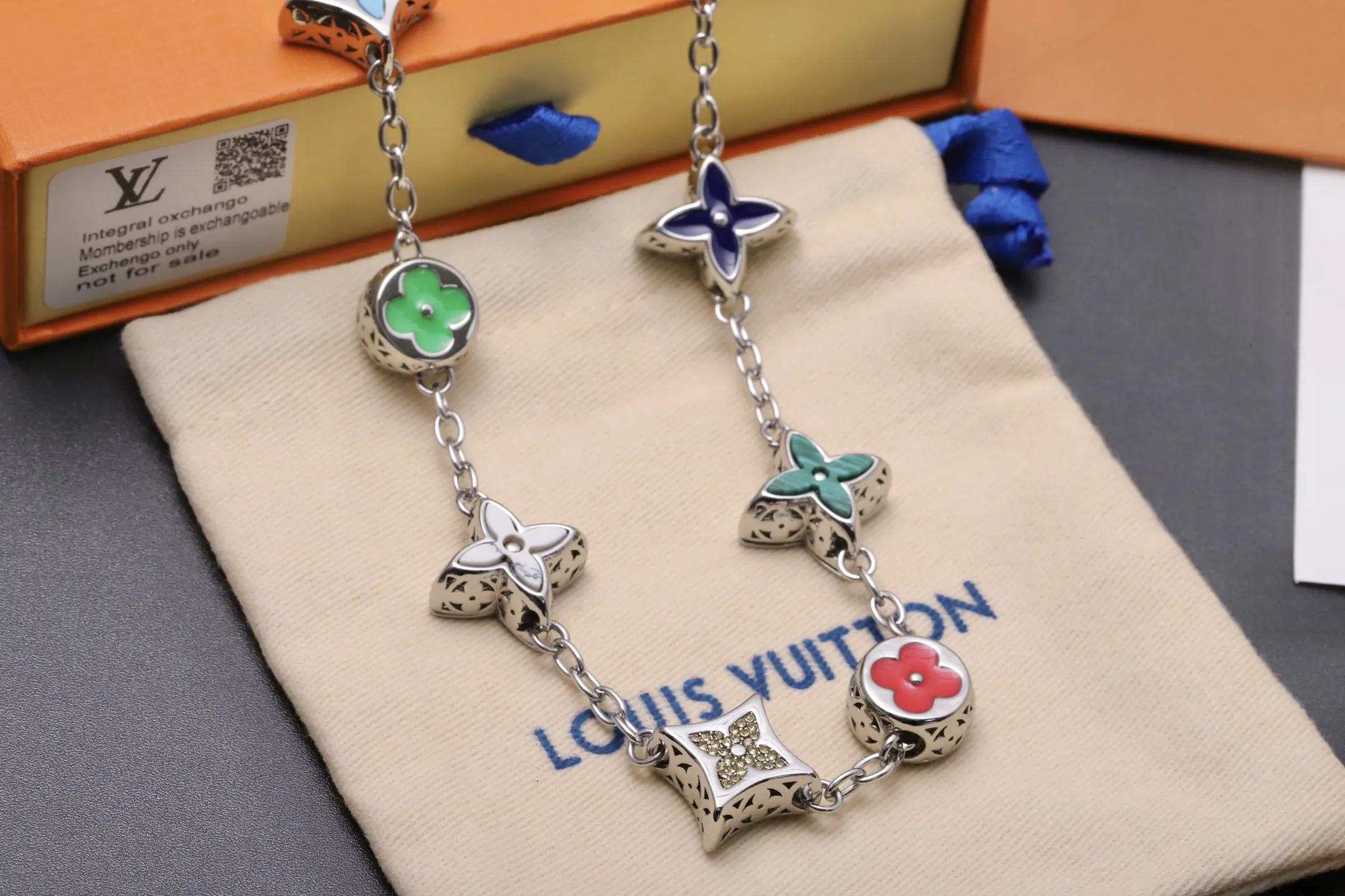 Monogram Flower Enamel Station Necklace D18517127 — view 3