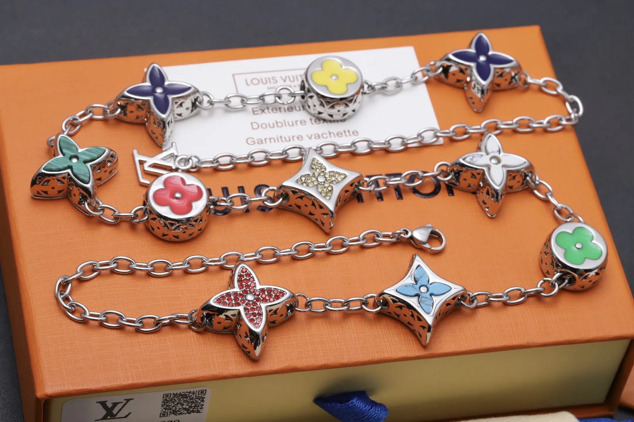 Monogram Flower Enamel Station Necklace D18517127 — view 7