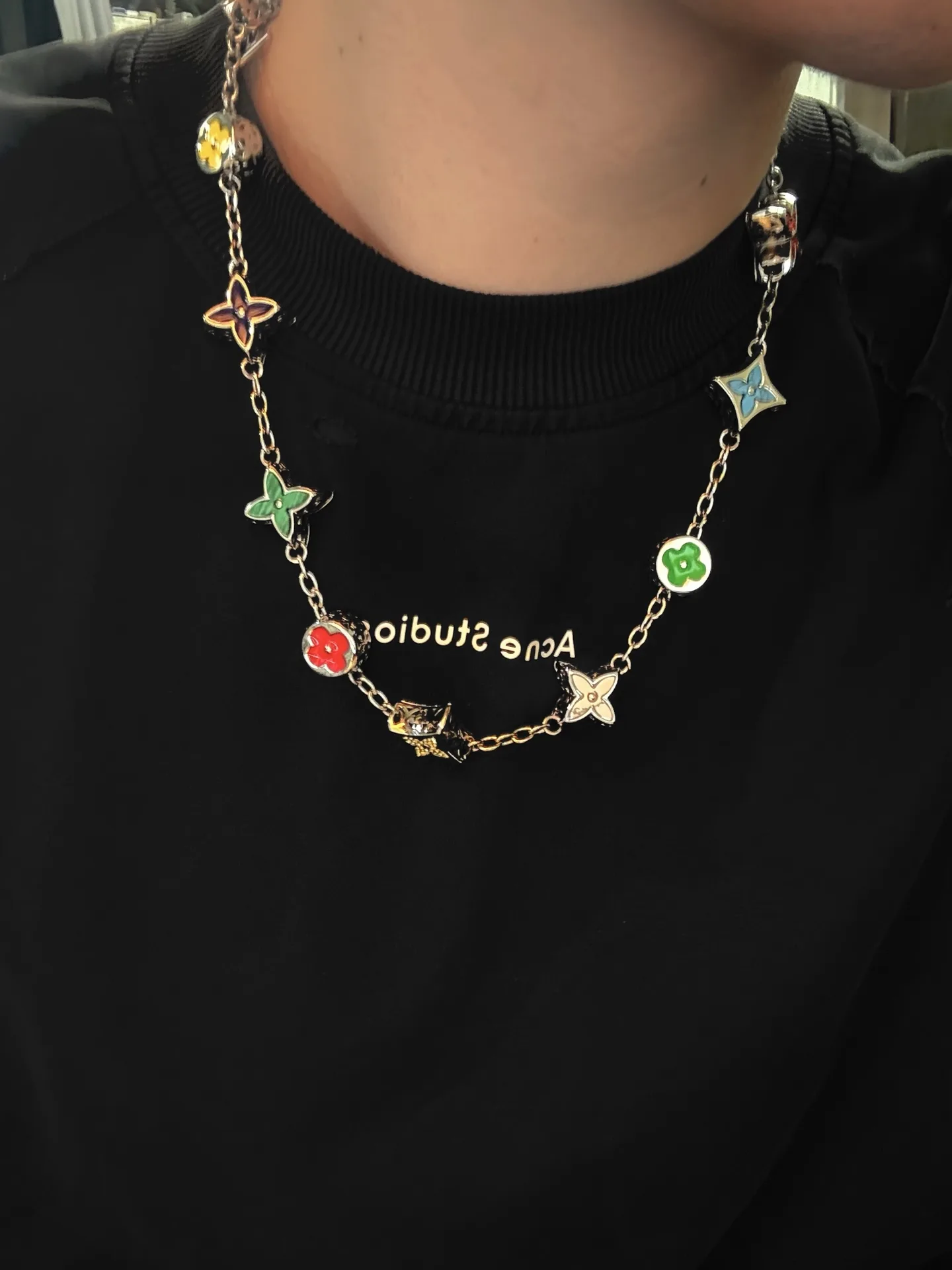 Monogram Flower Enamel Station Necklace D18517127 — view 9