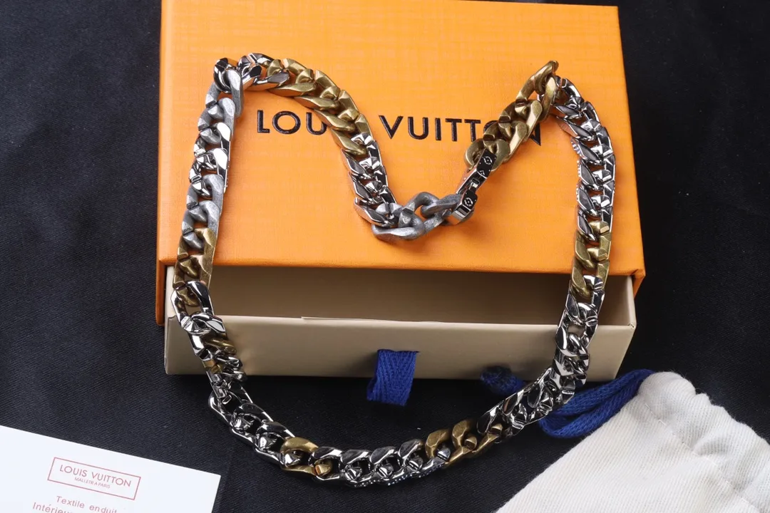 Monogram Party Cuban Link Necklace (Titanium Steel) D21017173 — view 6