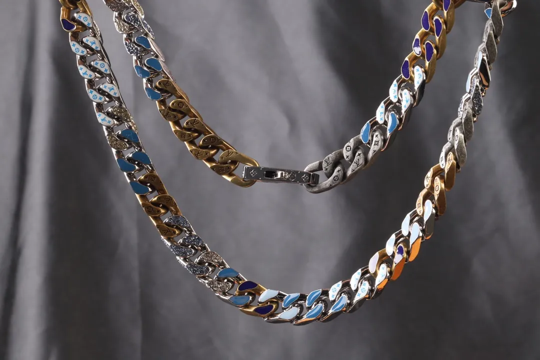 Monogram Party Cuban Link Necklace (Titanium Steel) D21017173 — view 7