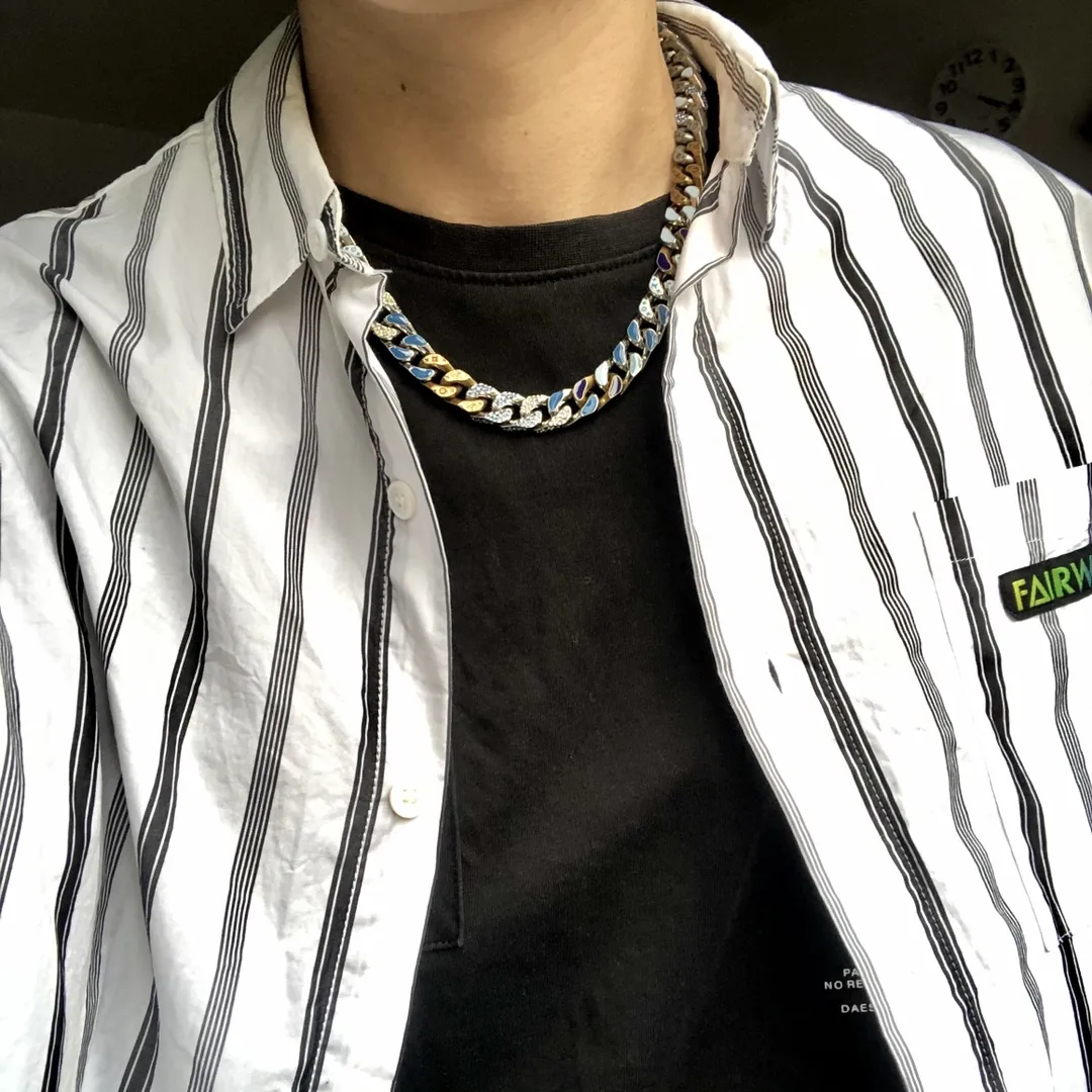 Monogram Party Cuban Link Necklace (Titanium Steel) D21017173 — view 8