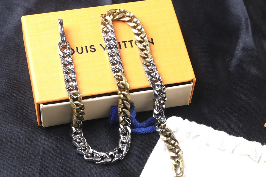 Monogram Party Cuban Link Necklace (Titanium Steel) D21017172 — view 6