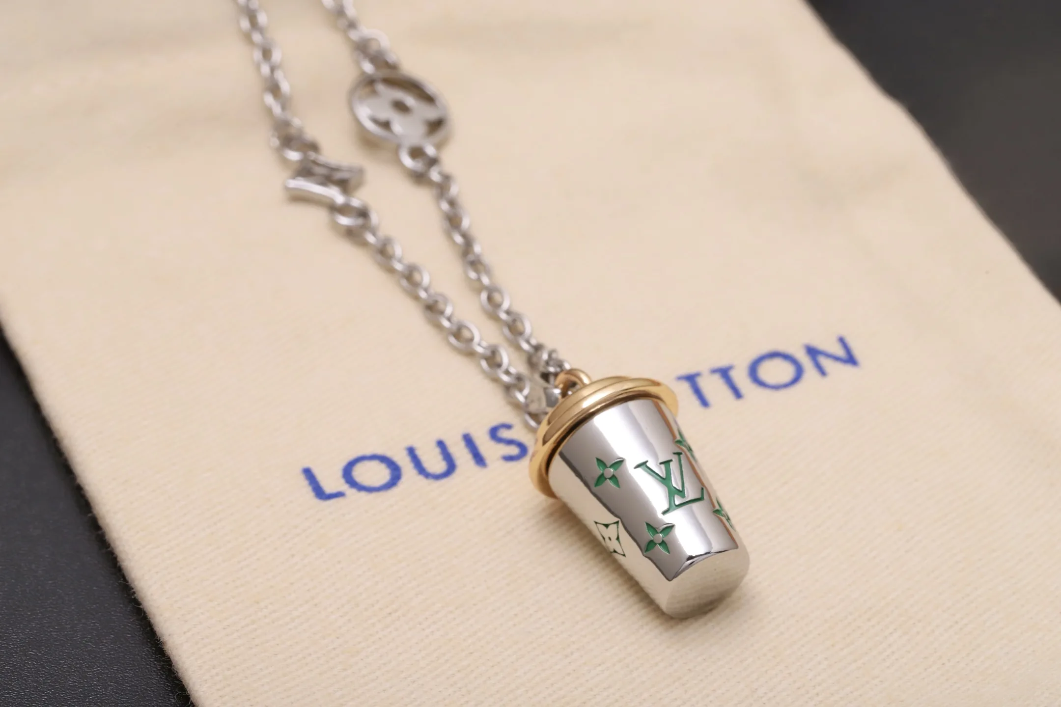 Coffee Cup Pendant Necklace (Titanium Steel) D10517390 — view 3