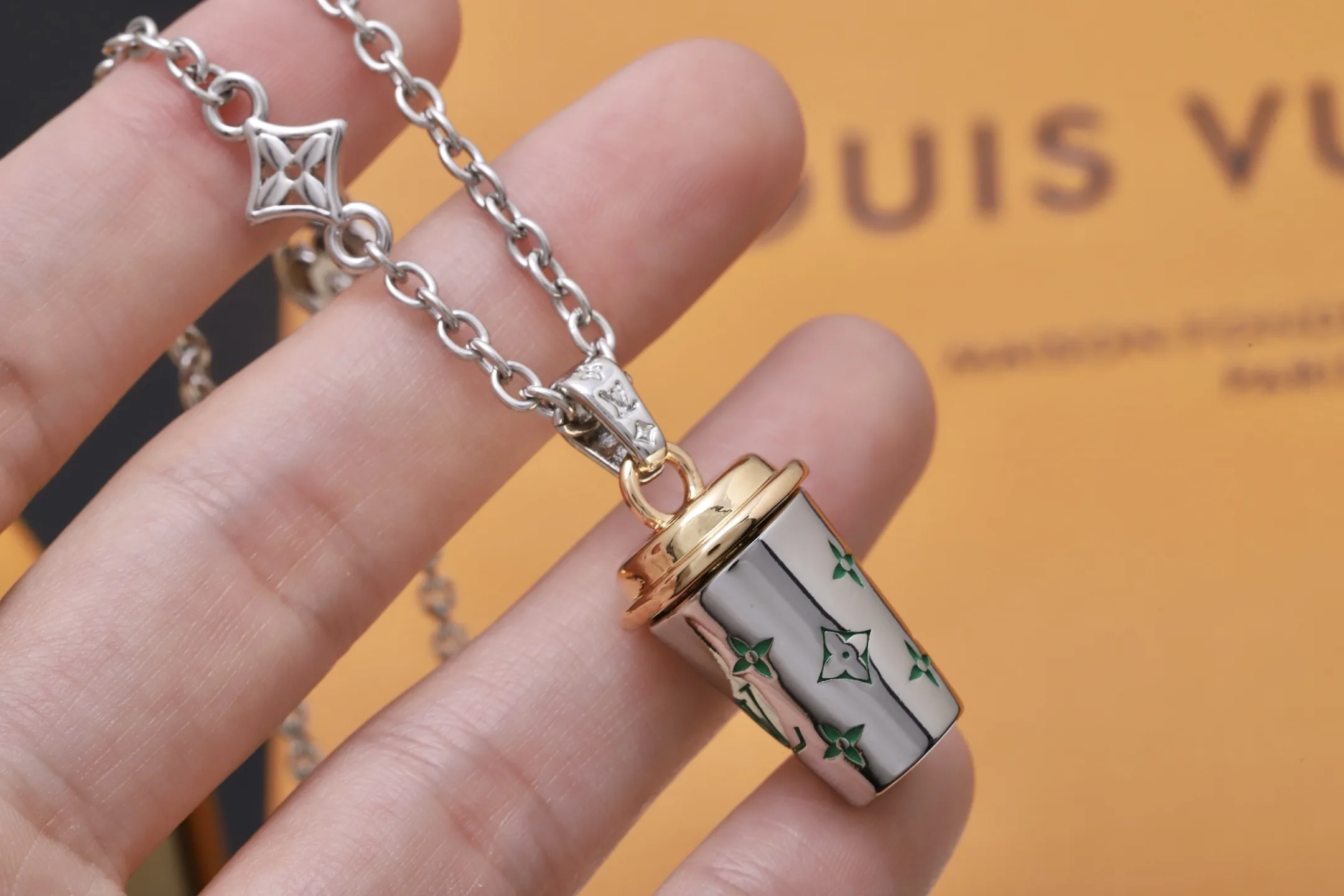 Coffee Cup Pendant Necklace (Titanium Steel) D10517390 — view 4