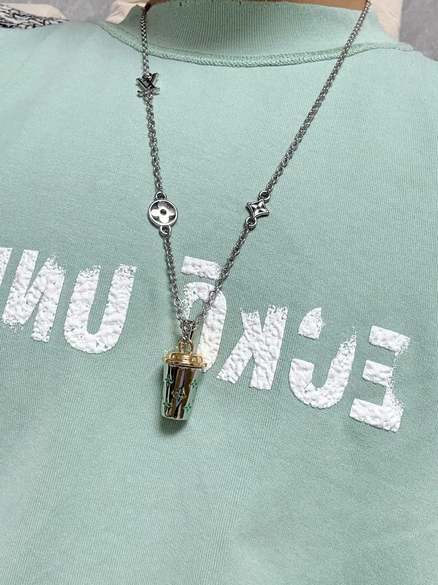 Coffee Cup Pendant Necklace (Titanium Steel) D10517390 — view 8