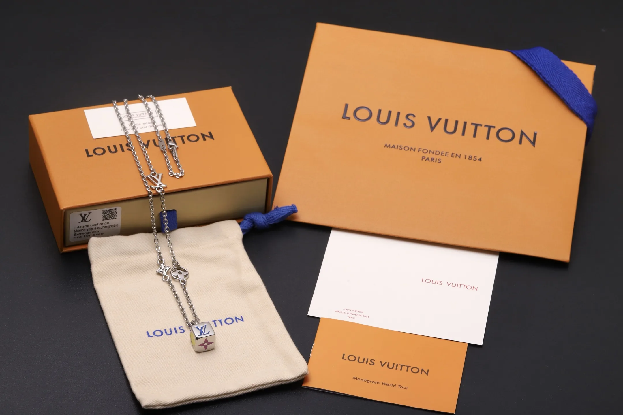 LV Dice Pendant Necklace (Titanium Steel) D10517391 — view 2