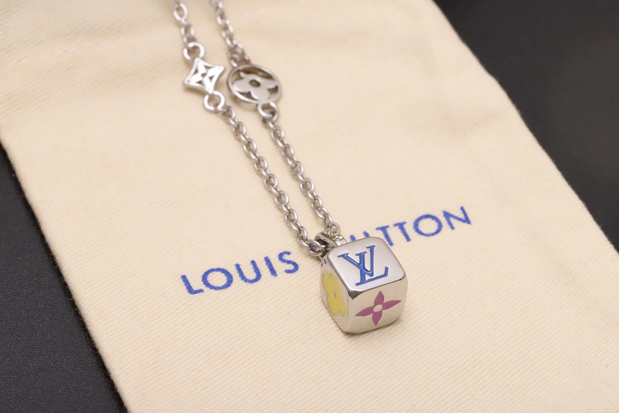 LV Dice Pendant Necklace (Titanium Steel) D10517391 — view 3