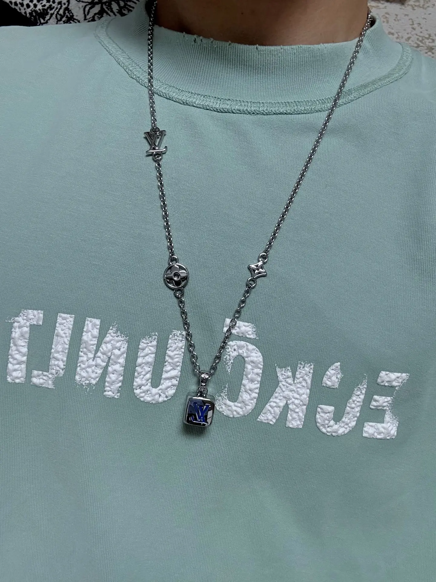 LV Dice Pendant Necklace (Titanium Steel) D10517391 — view 8