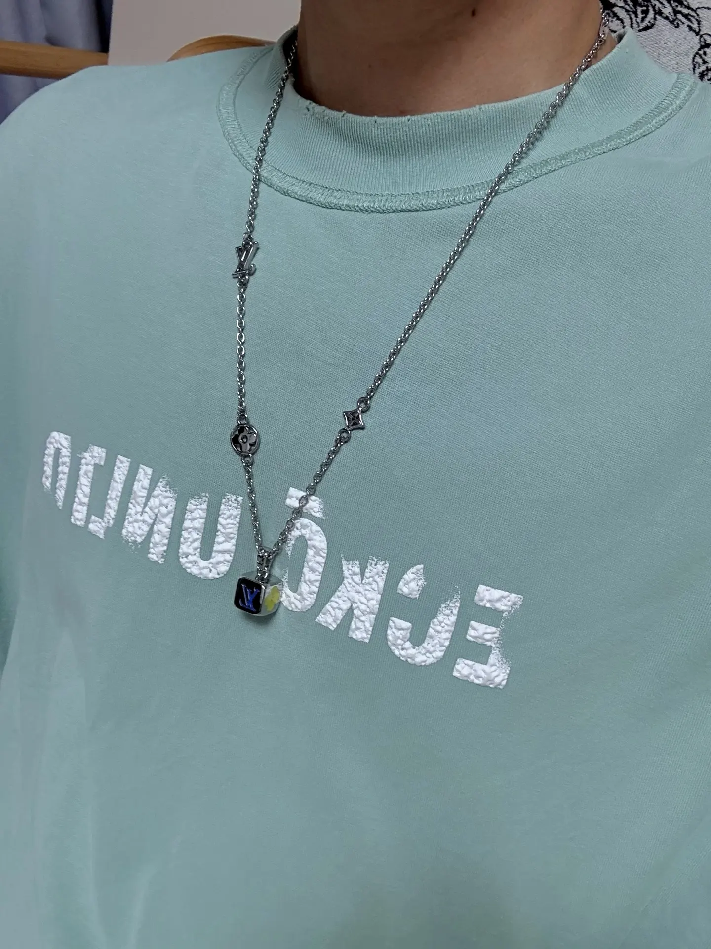 LV Dice Pendant Necklace (Titanium Steel) D10517391 — view 9