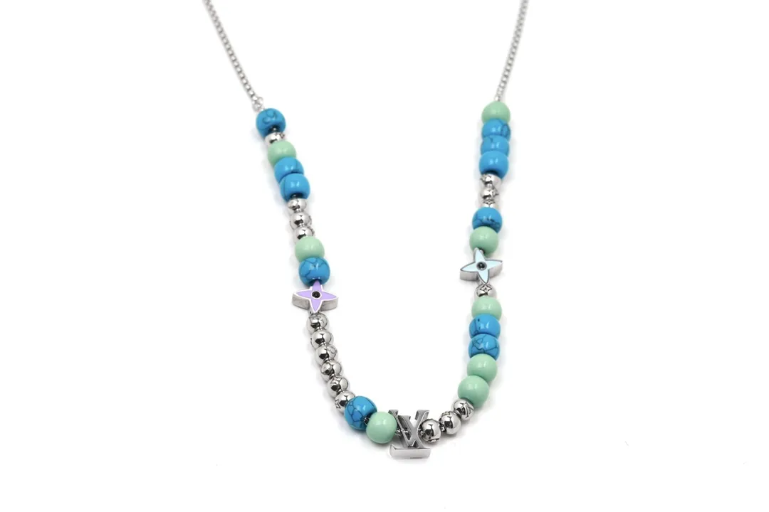 LV Beads Monogram Necklace (Titanium Steel) D15017355 — view 2