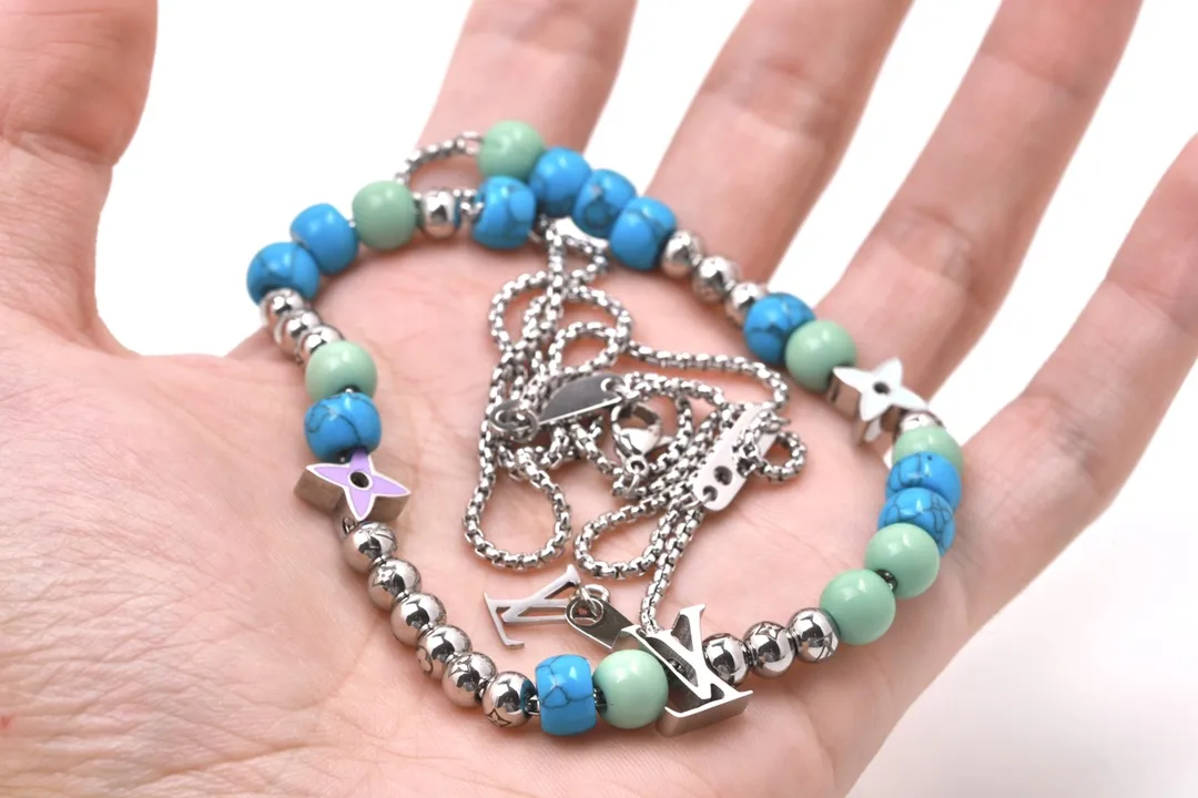 LV Beads Monogram Necklace (Titanium Steel) D15017355 — view 3
