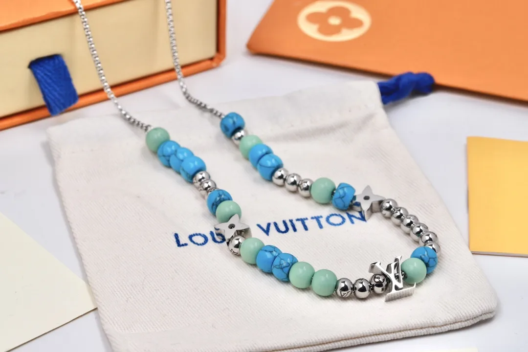 LV Beads Monogram Necklace (Titanium Steel) D15017355 — view 6