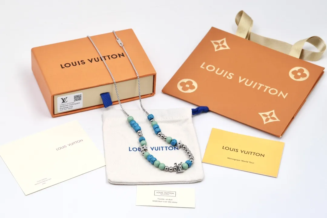 LV Beads Monogram Necklace (Titanium Steel) D15017355 — view 7