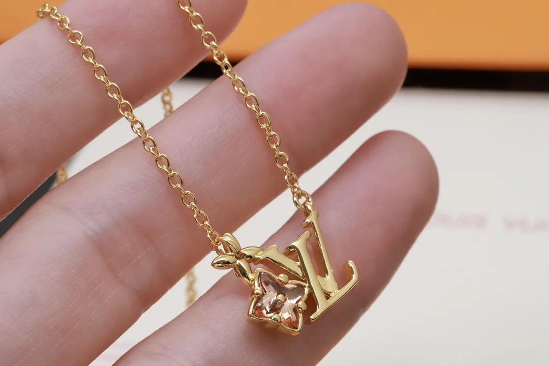 Monogram Flower Crystal Pendant Necklace D13017231 — view 4
