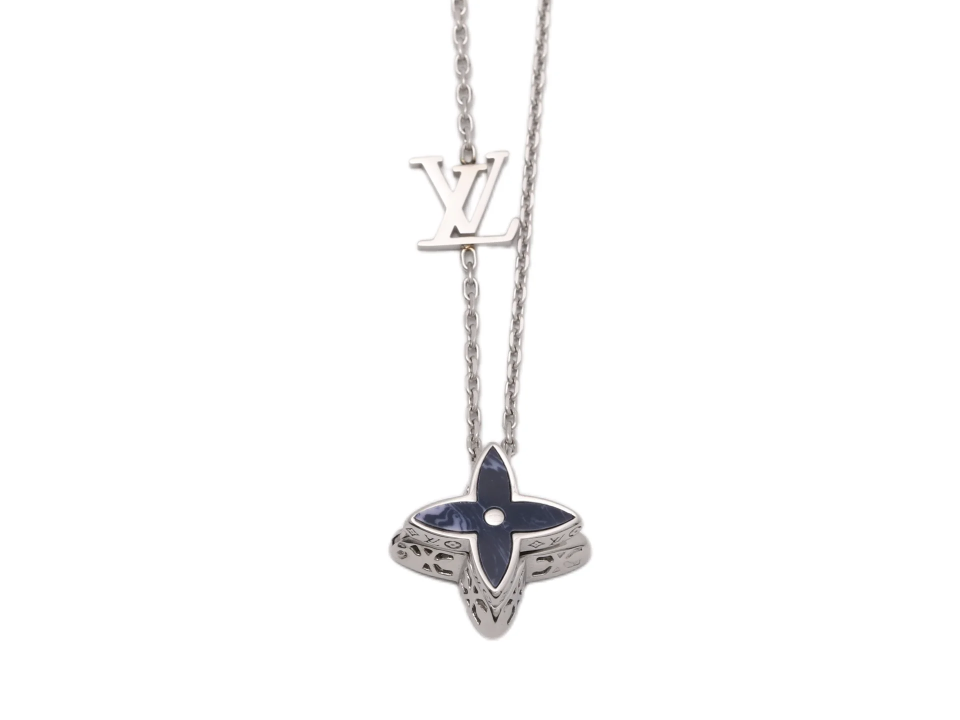 Monogram Flower Enamel Pendant Necklace D12517126