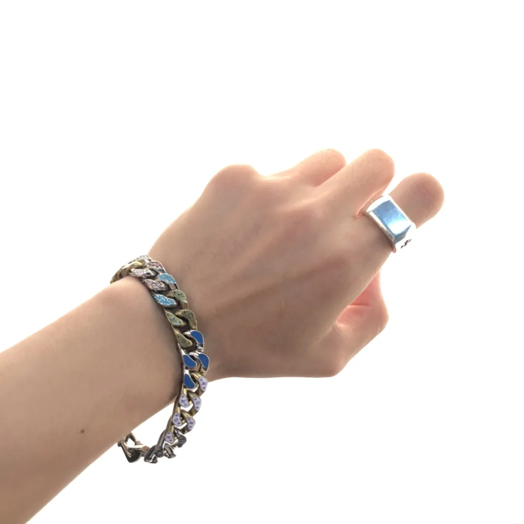 Monogram Cuban Chain Bracelet (Titanium Steel) D16017571 — view 7
