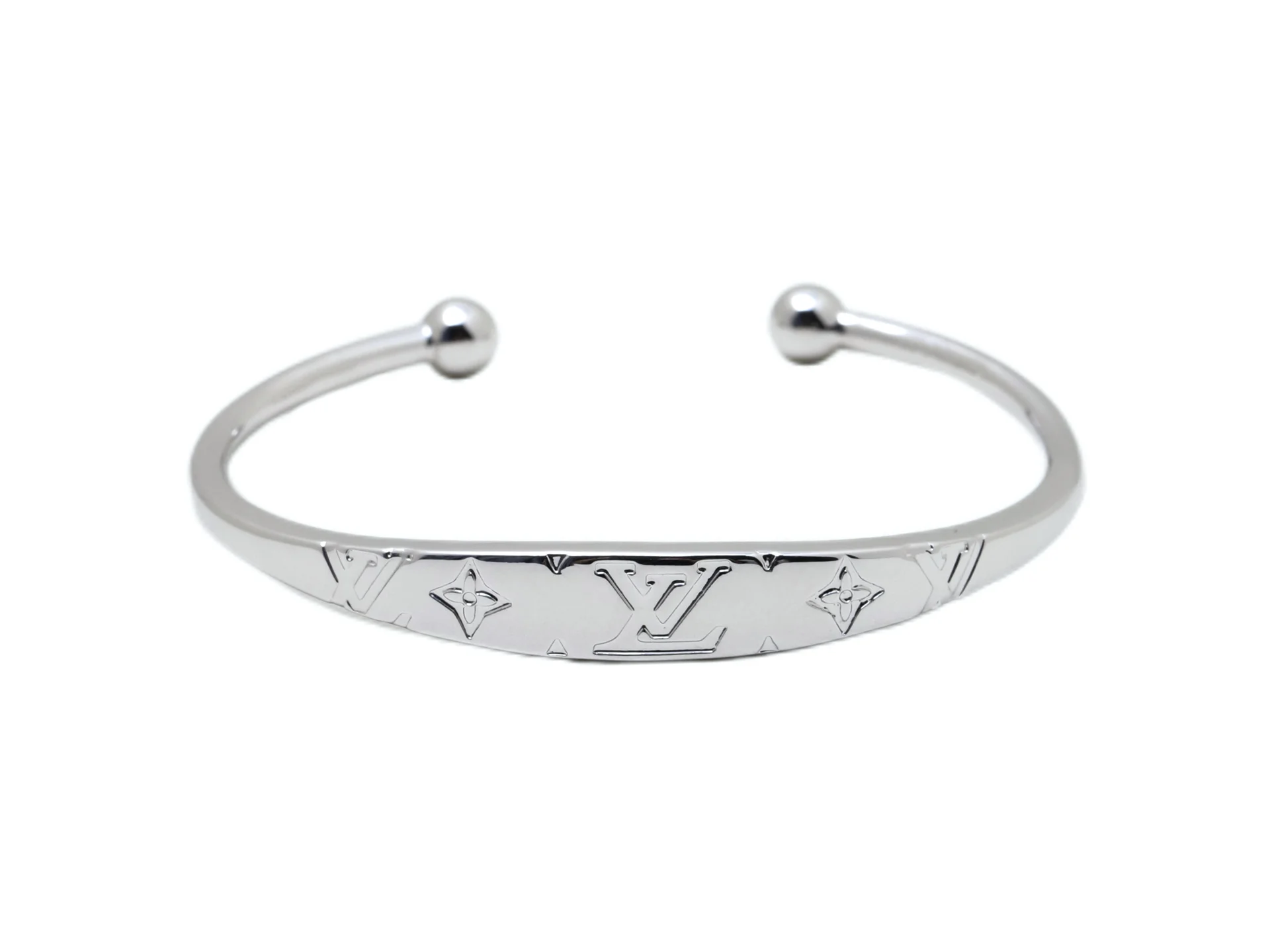 Monogram Engraved Open Cuff Bangle (Titanium Steel) D12517516