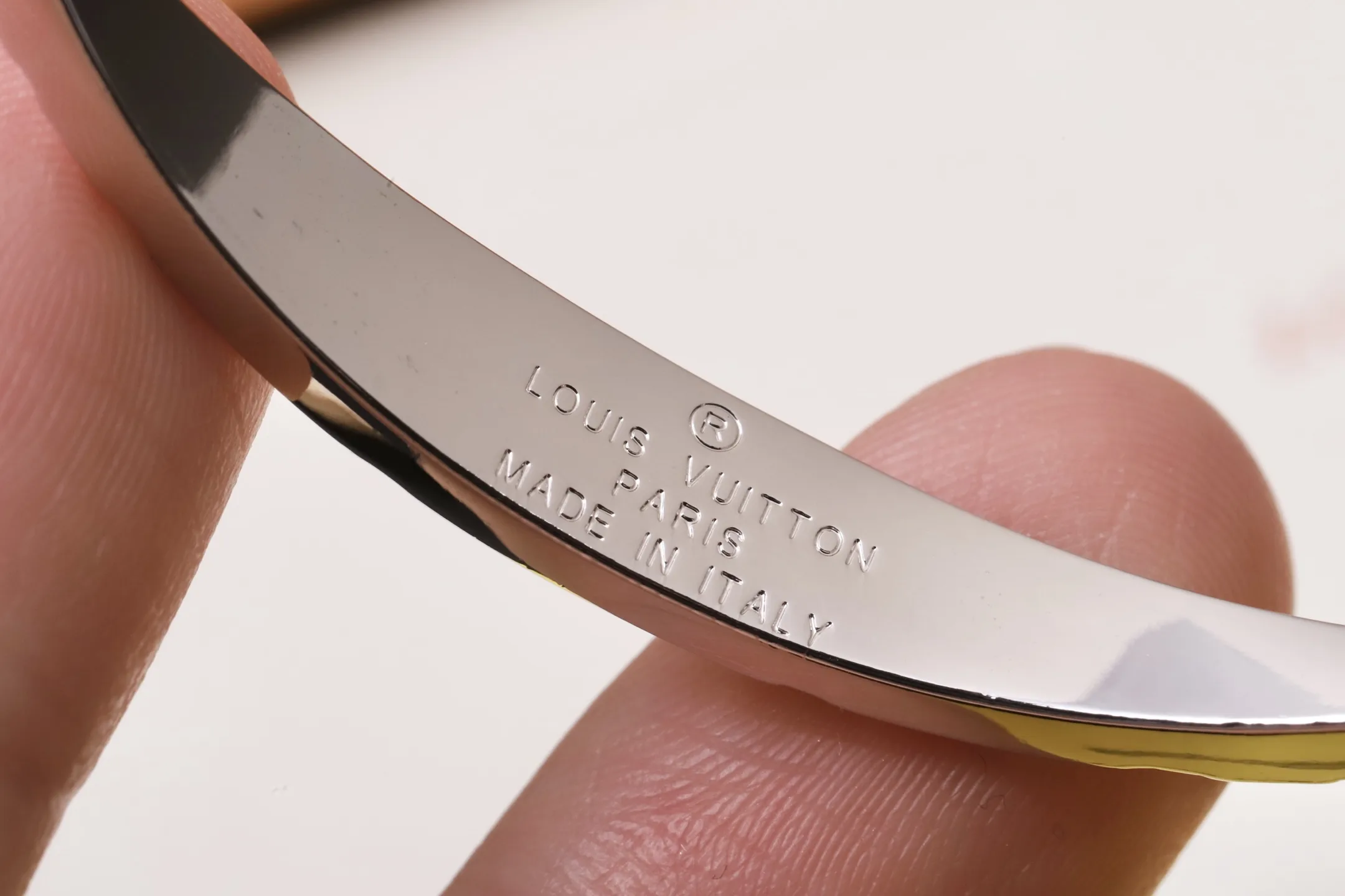 Monogram Engraved Open Cuff Bangle (Titanium Steel) D12517516 — view 6