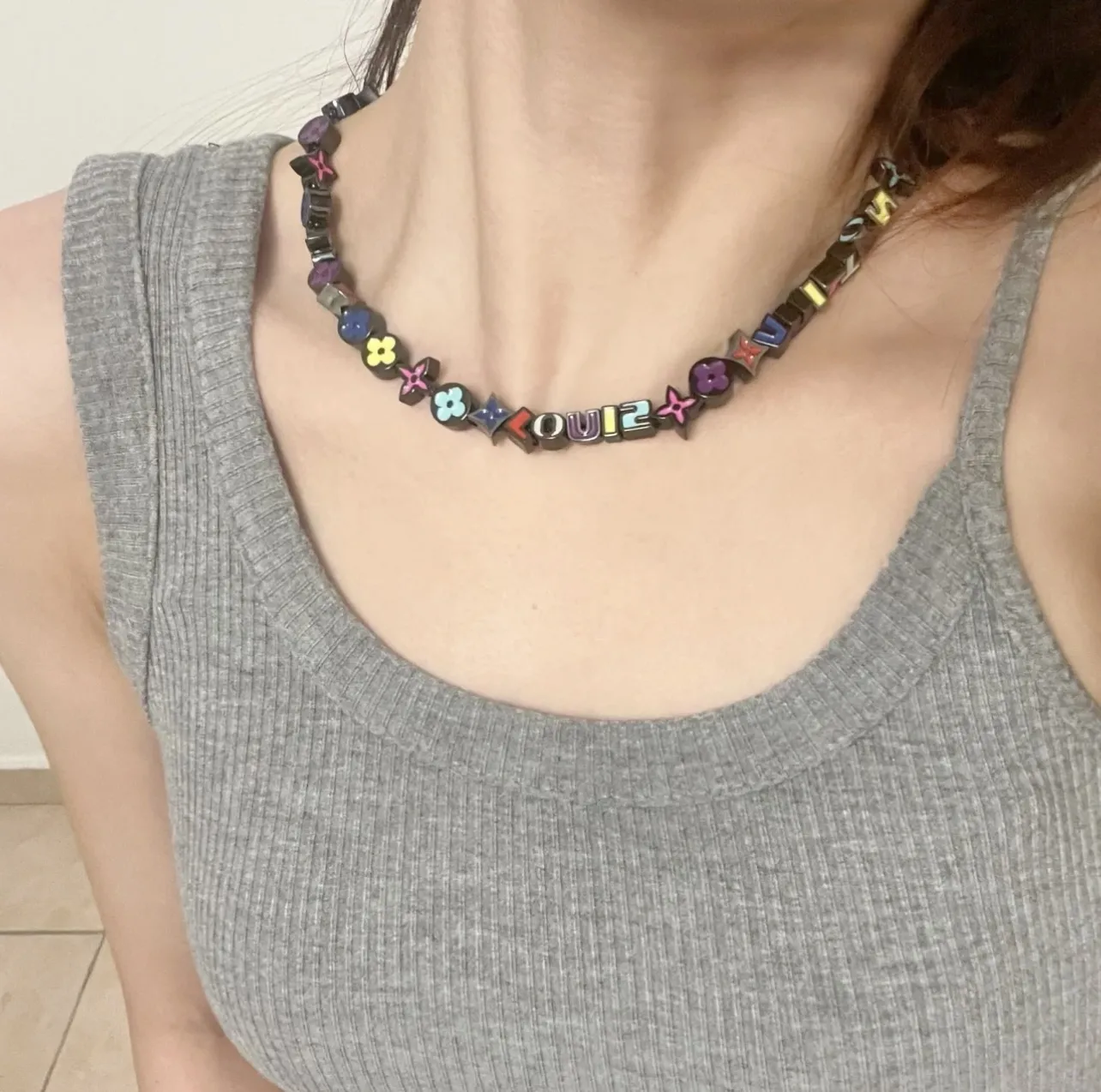 Monogram Party Enamel Bead Necklace D18016749 — view 7