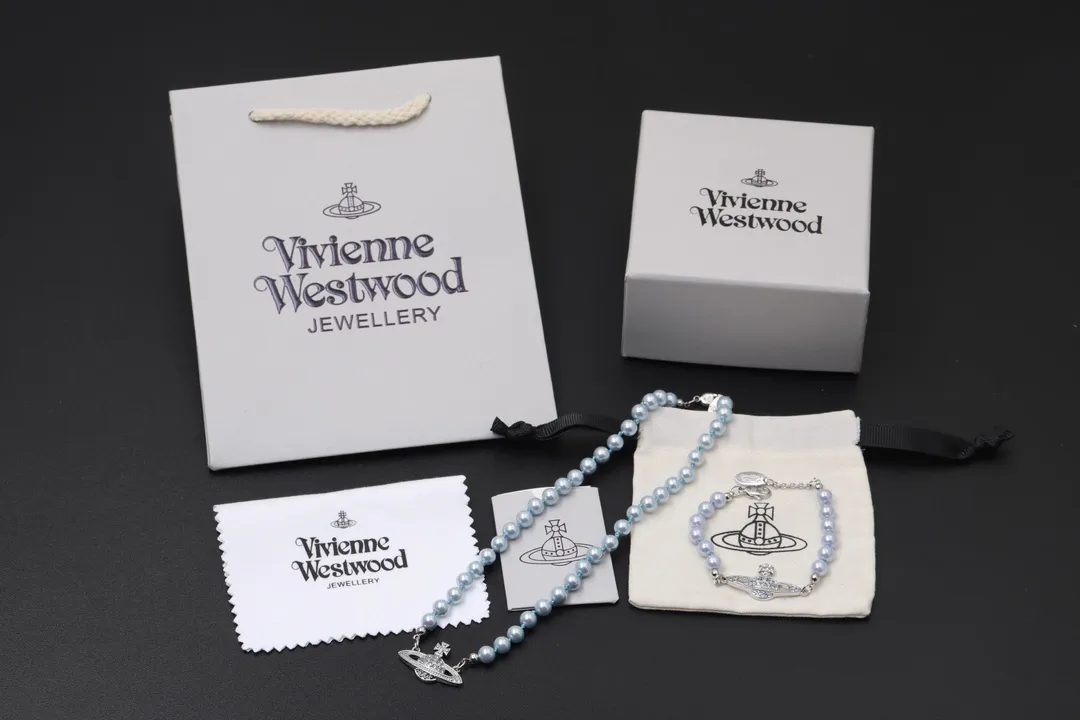 Orb Saturn Pearl Necklace and Bracelet Set D16516984