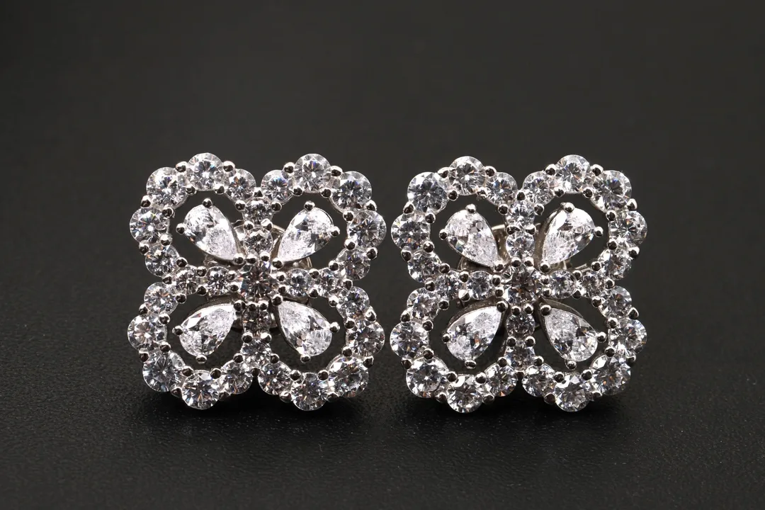 Diamond Loop Cluster Stud Earrings (Sterling Silver) D32516614 — view 2