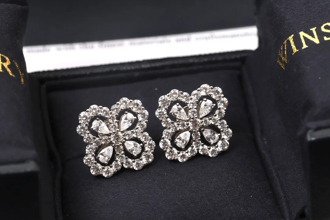 Diamond Loop Cluster Stud Earrings (Sterling Silver) D32516614 — view 3