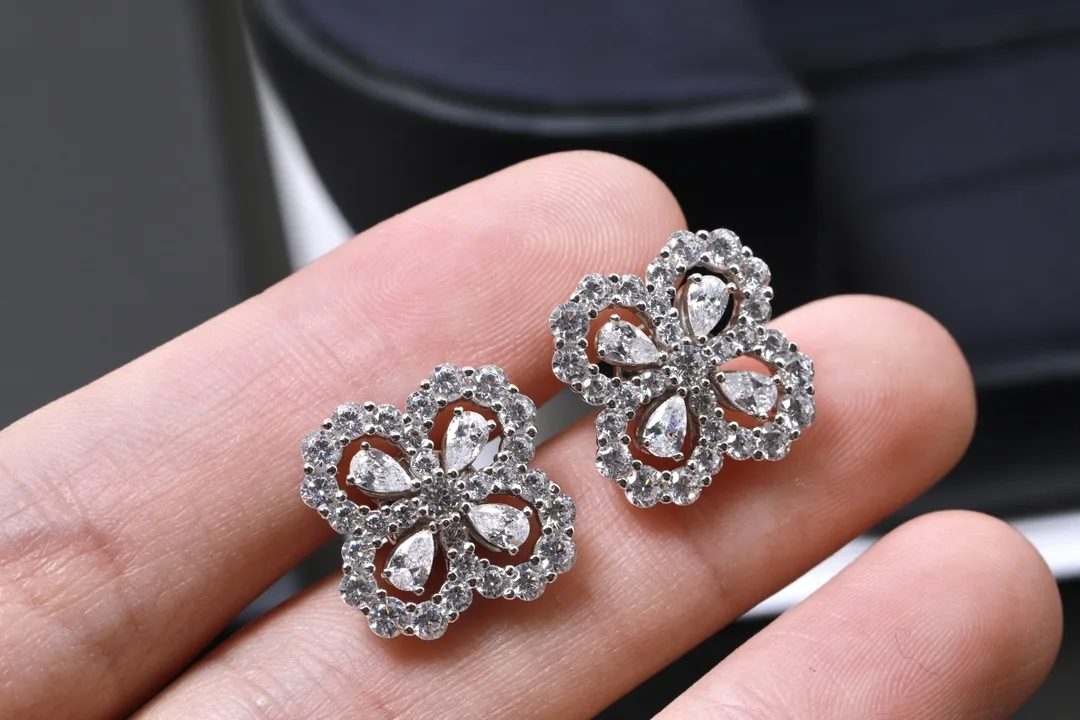Diamond Loop Cluster Stud Earrings (Sterling Silver) D32516614 — view 6