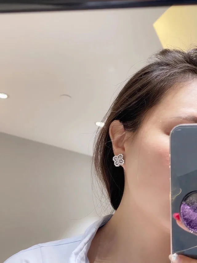 Diamond Loop Cluster Stud Earrings (Sterling Silver) D32516614 — view 8