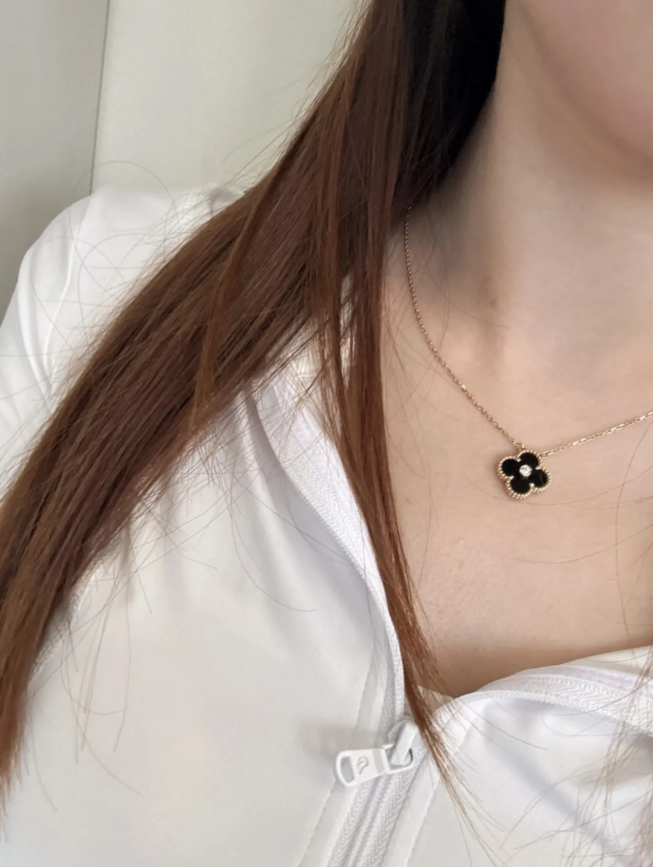Vintage Alhambra Onyx and Diamond Pendant Necklace (Sterling Silver) D15017314 — view 8