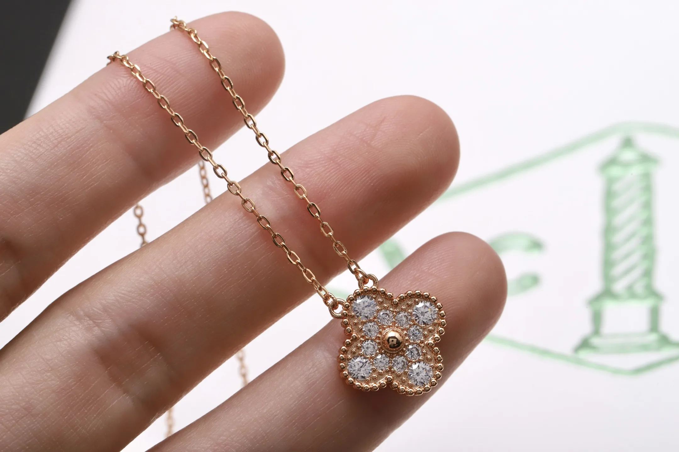 Alhambra Vintage Motif Diamond Necklace (Sterling Silver) D13017400 — view 4