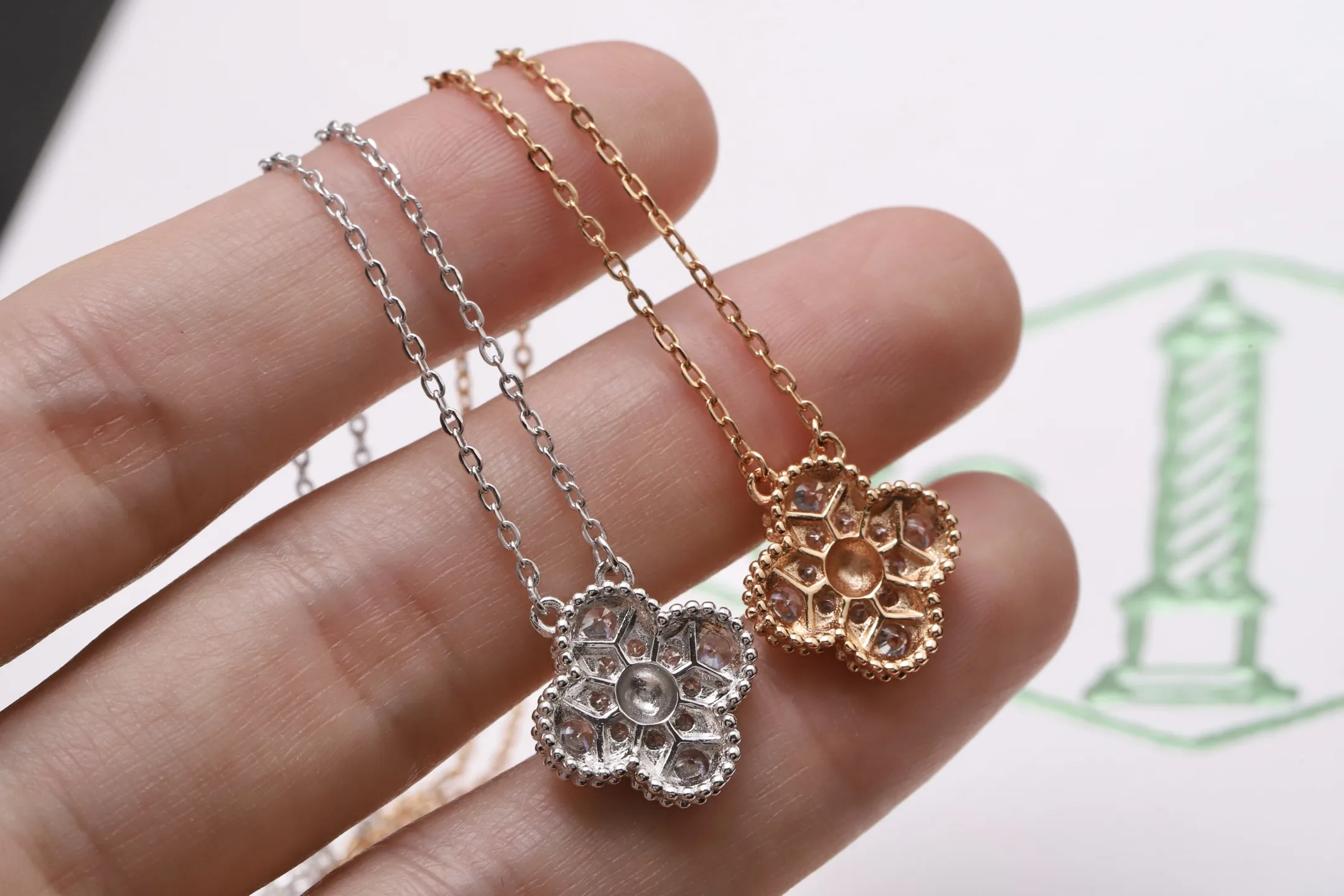 Alhambra Vintage Motif Diamond Necklace (Sterling Silver) D13017400 — view 6