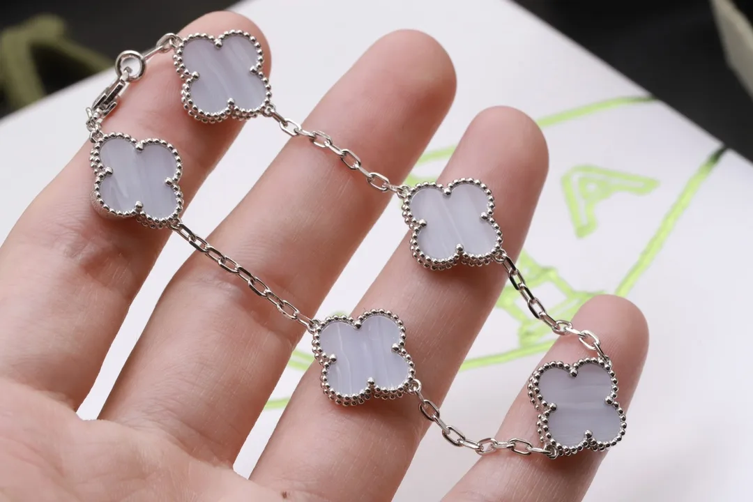 Vintage Alhambra 5-Motif Chalcedony Bracelet (Sterling Silver) D29016586 — view 4