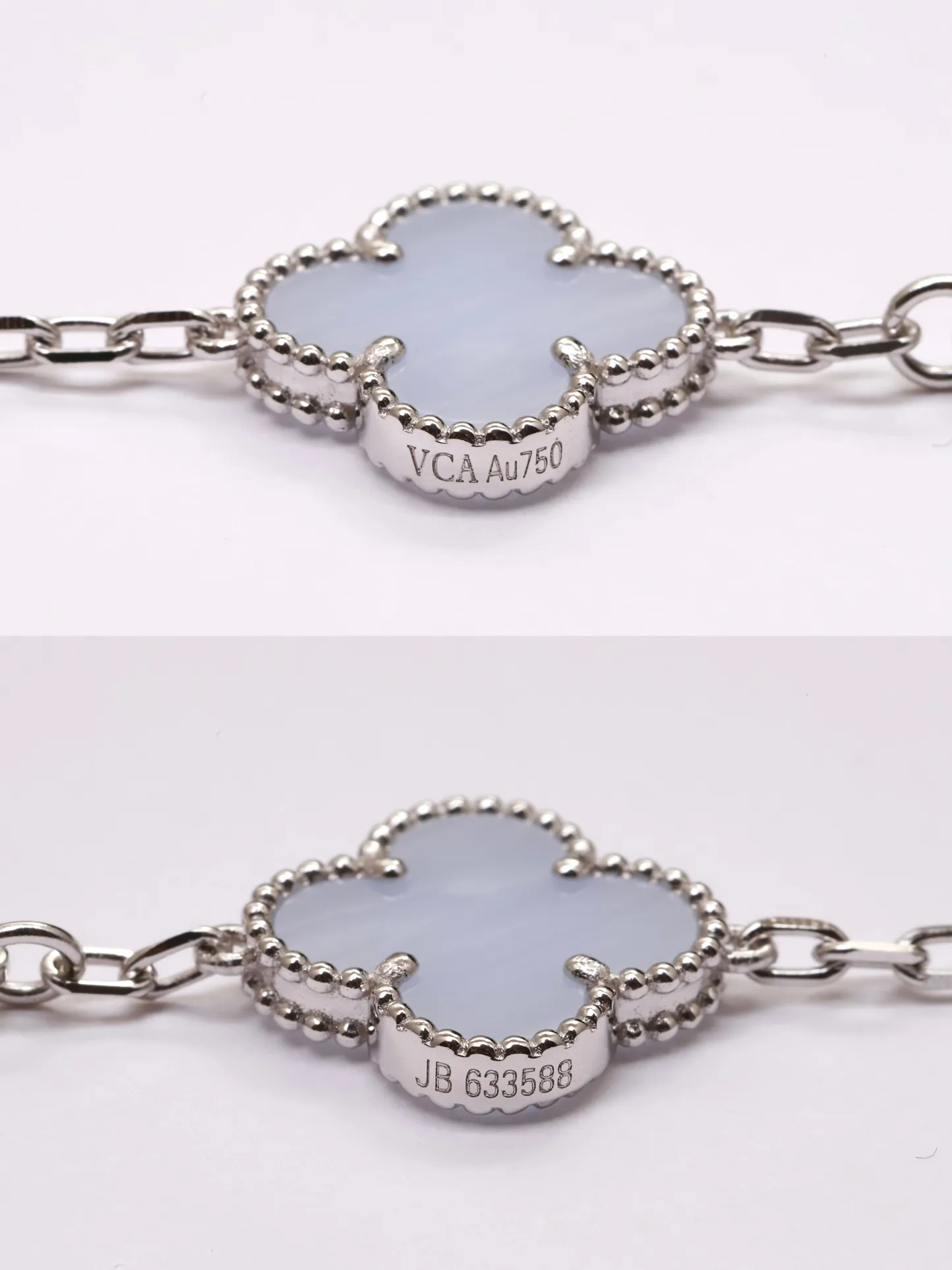 Vintage Alhambra 5-Motif Chalcedony Bracelet (Sterling Silver) D29016586 — view 7