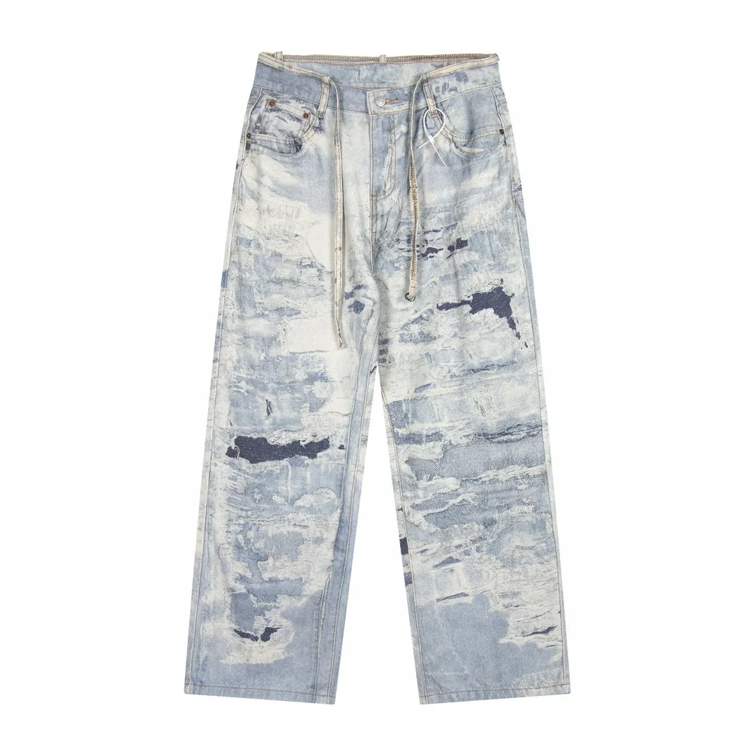 3D Chain-Print Straight-Leg Jeans D14011453 — view 4