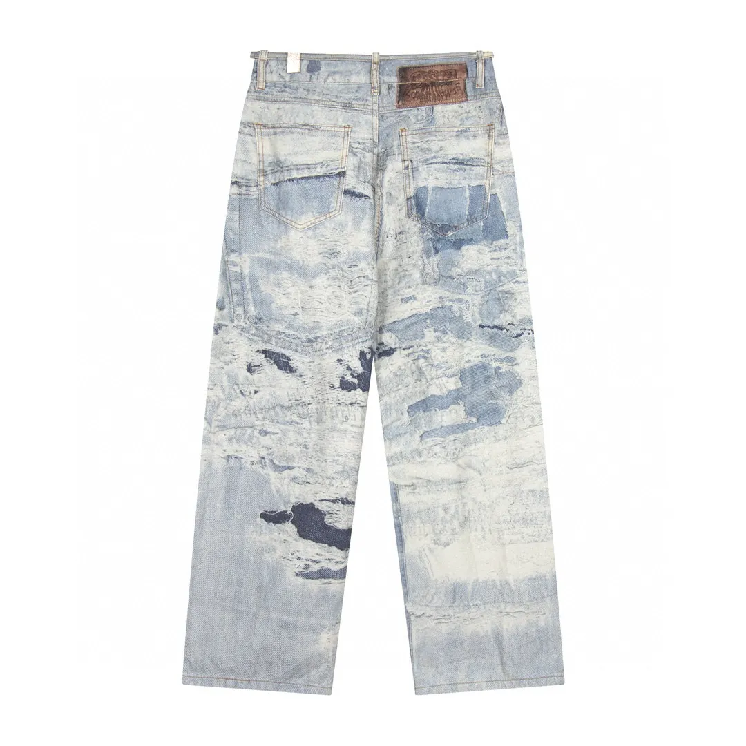 3D Chain-Print Straight-Leg Jeans D14011453 — view 5