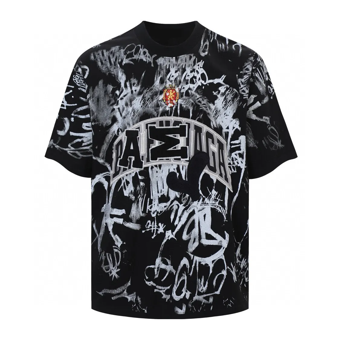 Graffiti Print Appliqué Oversized T-Shirt D14011439 — view 4