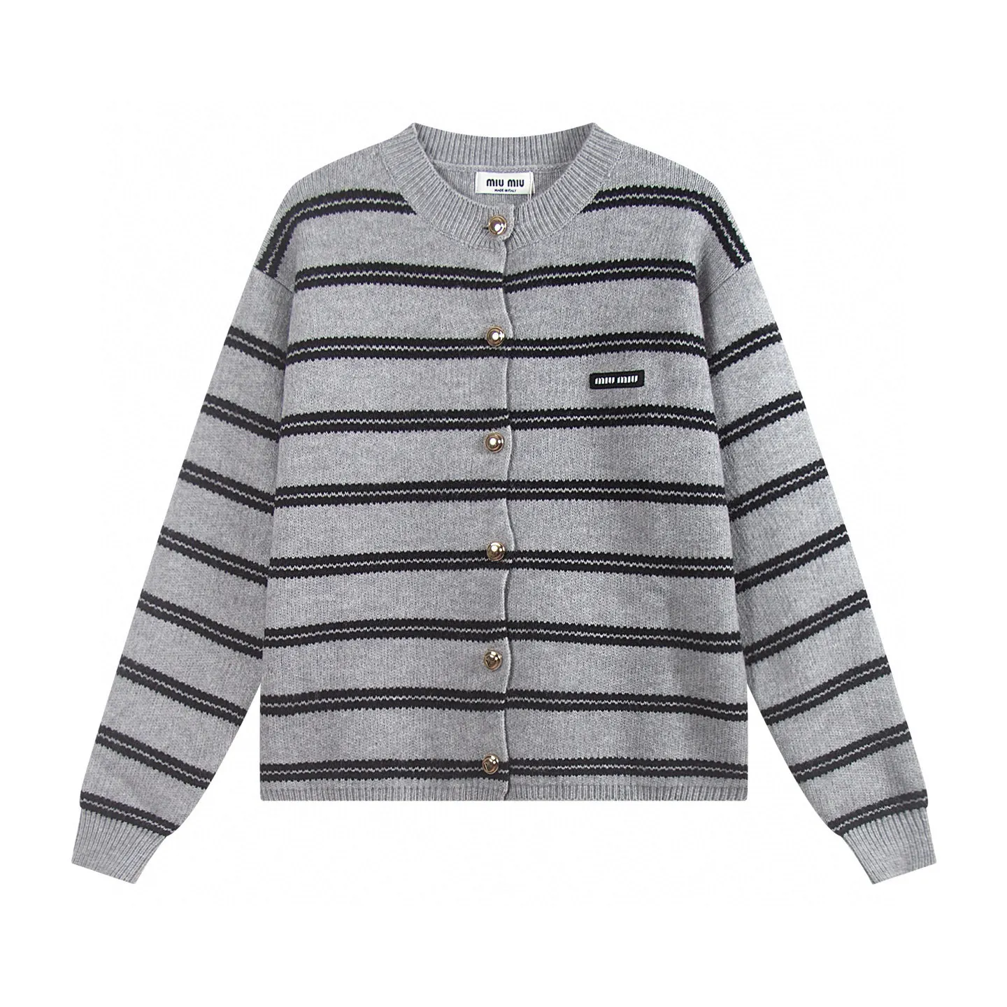 Striped Knit Button-Up Cardigan D19011446 — view 4