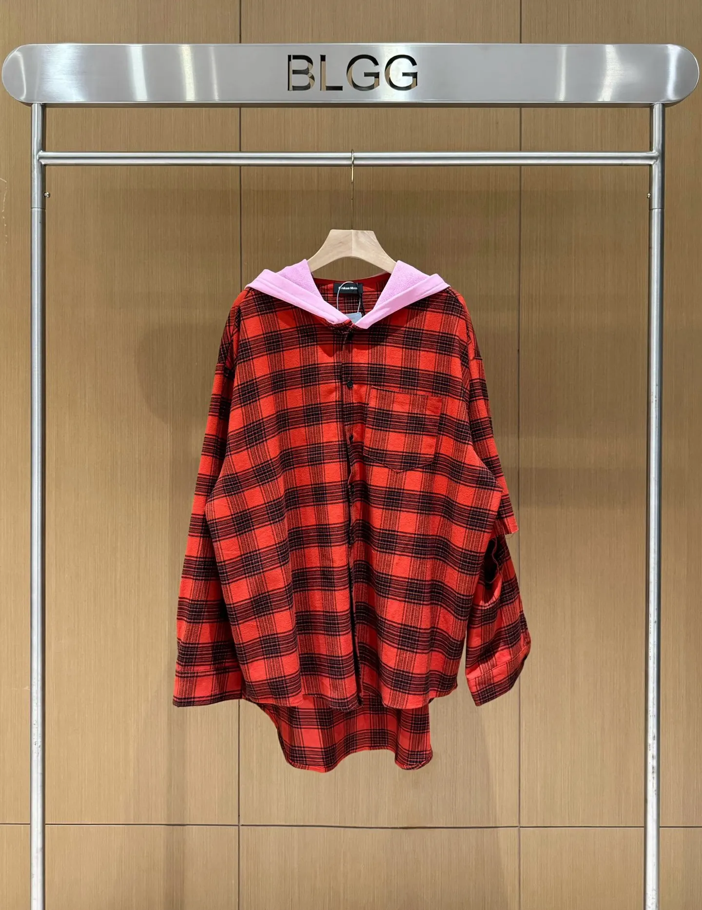 Distressed Plaid Hooded Overshirt D19011452 — view 4