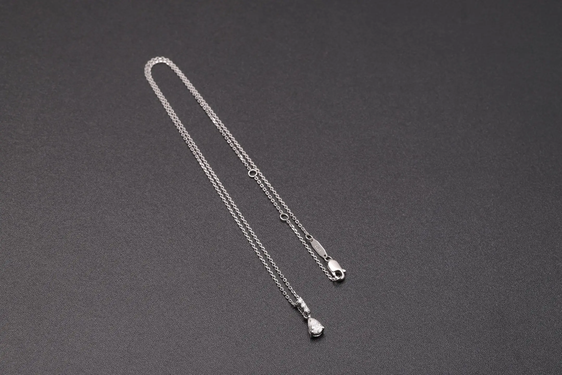 Pear-Cut Moissanite Pendant Necklace (Sterling Silver) D18016896 — view 8