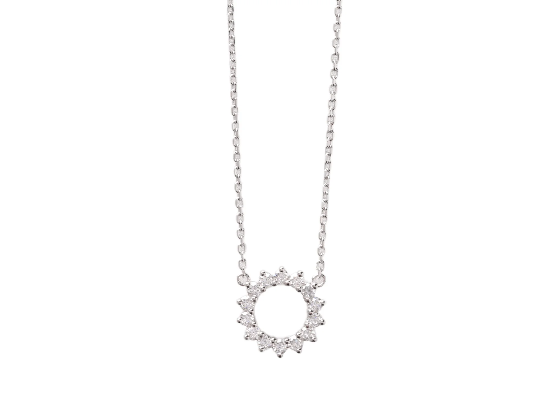 Sunburst Halo Pendant Necklace (Sterling Silver) D21516923